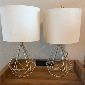 Modern Gold and Cream Table Lamp Set